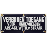 Emaille bord 'Verboden toegang' 